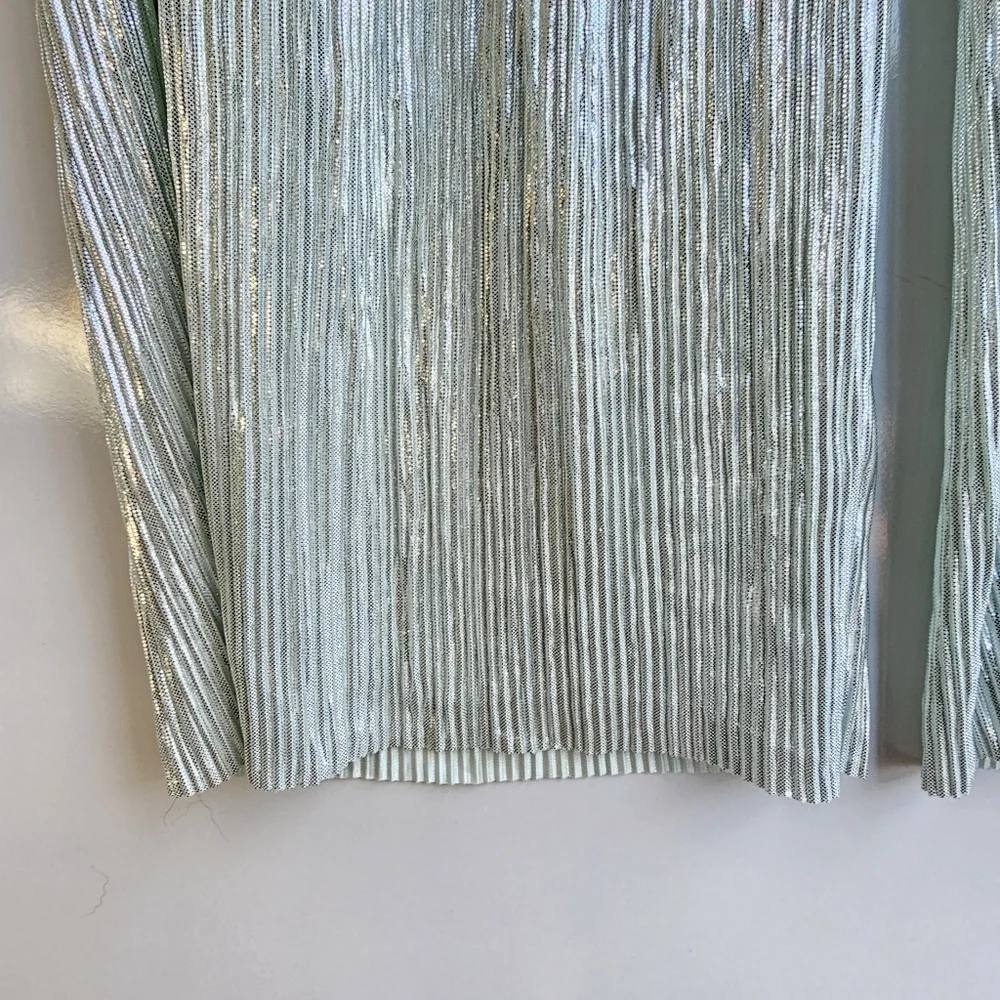 Victoria's Secret Mint Green Metallic Pleated Wide Leg Lounge Pants, Size XL